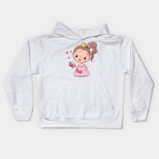 Cute Princess in a pink dress Kids Hoodie